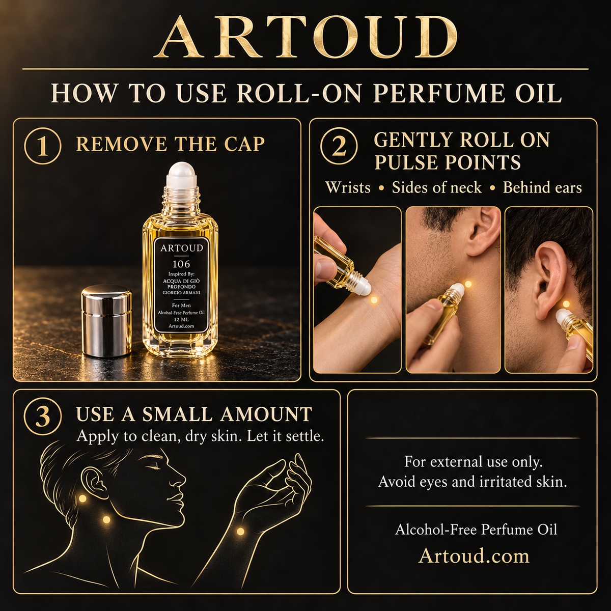 ARTOUD — How to Use Roll-On Perfume Oil — Wrists, Sides of Neck and Behind Ears