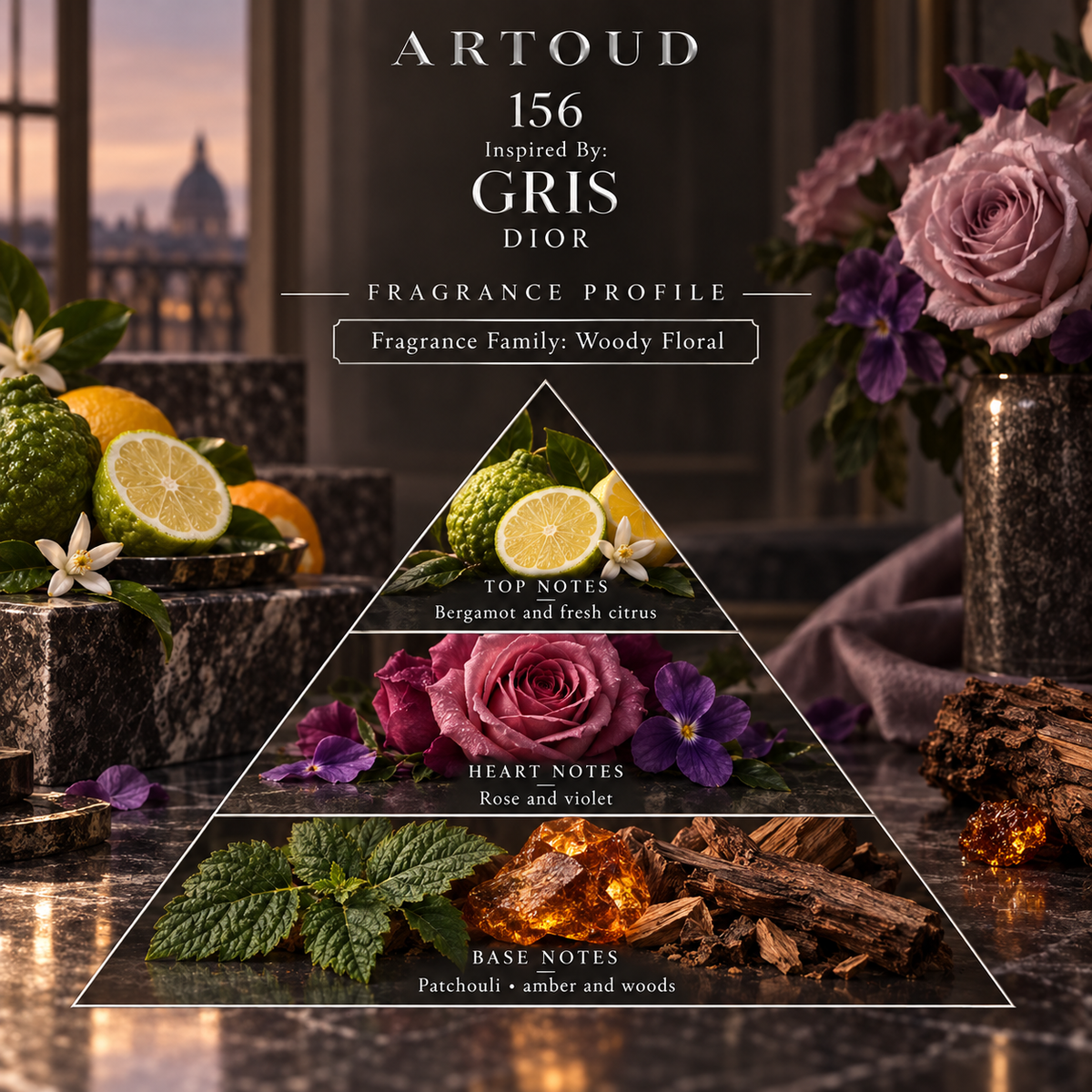 ARTOUD 156 Inspired By GRIS fragrance profile