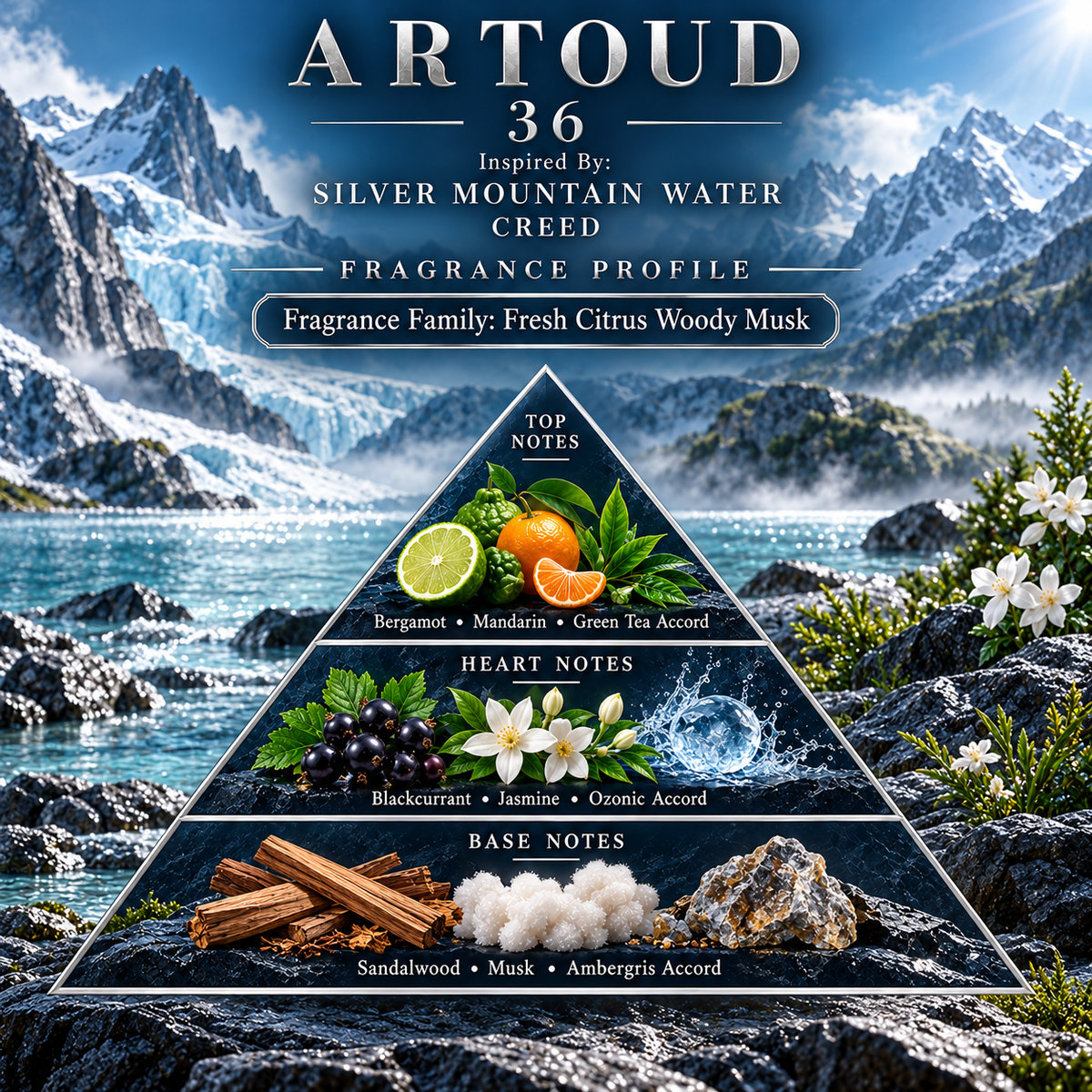 ARTOUD 36 Inspired By SILVER MOUNTAIN WATER fragrance profile