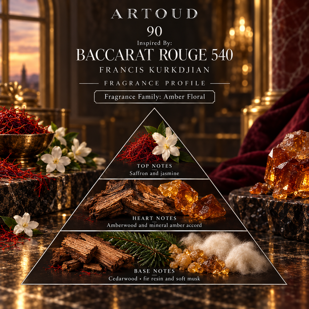 ARTOUD 90 Inspired By BACCARAT ROUGE 540 fragrance profile